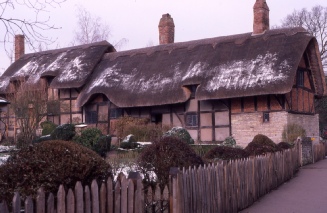 Snow on the roof of Shakespeare's house.